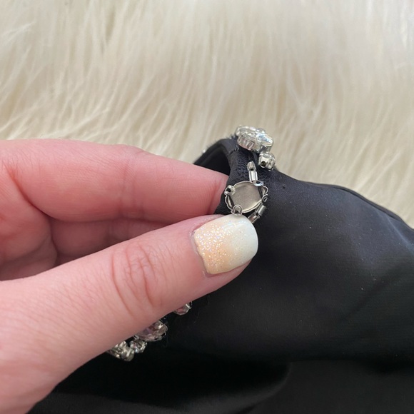 Mac Duggal Black Satin Long Sleeve Silver Rhinestone Trim Open Back Gown 26524 - Picture 14 of 14